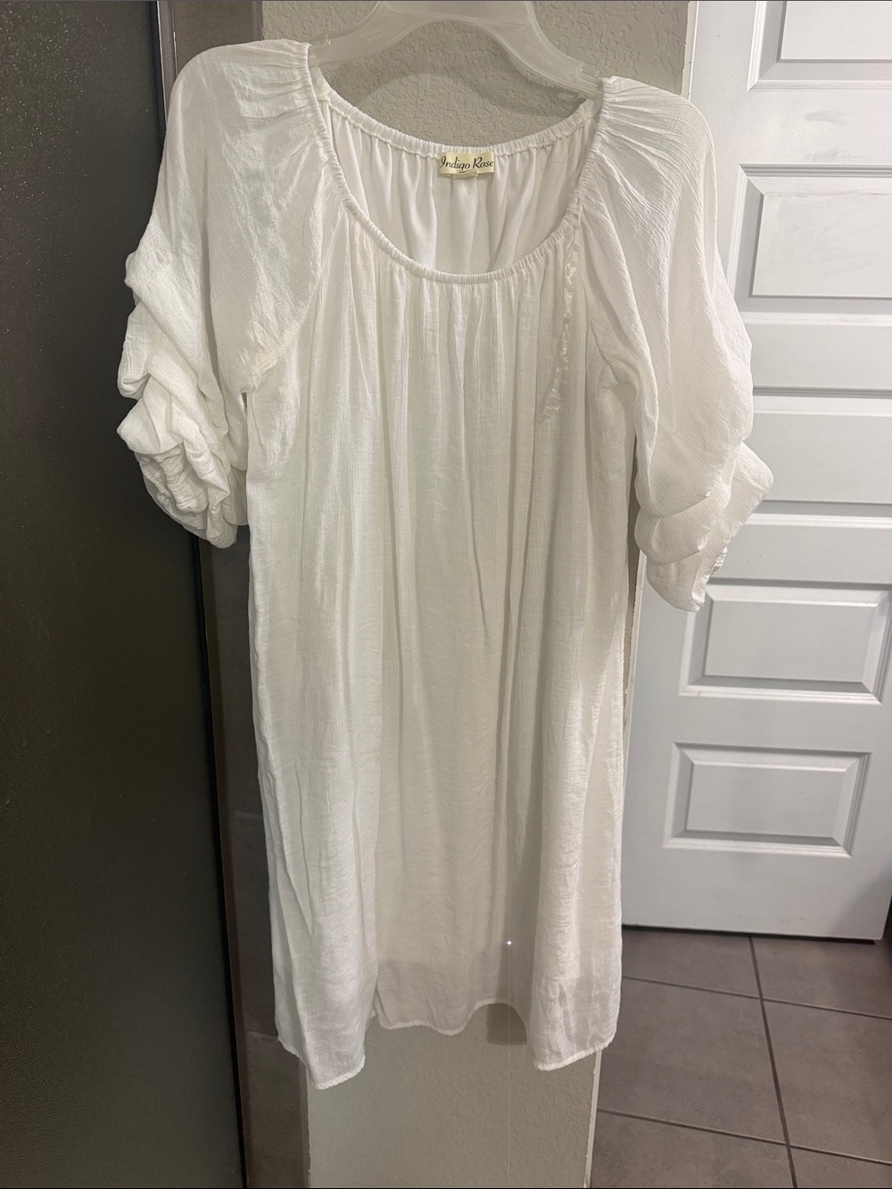 White Women's Peasant Tunic by Audrey Rose - Lightweight Boho Top